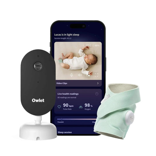 Owlet Dream Duo (3rd Gen) – Medically-Certified Smart Baby Monitor with Sock & HD Video Cam, Tracks Pulse Rate, Oxygen & Sleep, 2K HD Video, Cry & Motion Alerts, Temp Monitoring | Mint